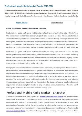 Professional Mobile Radio Market to Reach US$ 15,779.5 Mn in 2026
