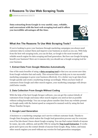 1What Are The Best Reasons To Use Web Scraping Tools