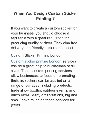 When You Design Custom Sticker Printing