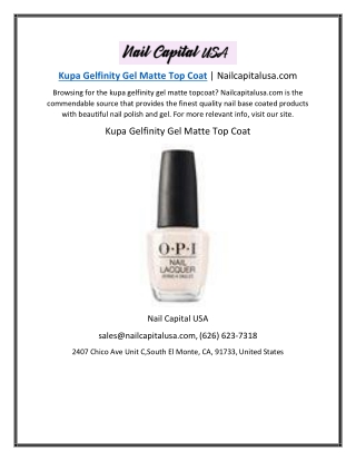 Kupa Gelfinity Gel Matte Top Coat  Nailcapitalusa
