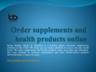 Order supplements and health products online