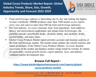 Global Cocoa Products Market size to Reach USD  39640.68 million by 2029.