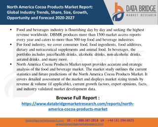 North America Cocoa Products Market to Reach A CAGR of 4.6% By The Year 2027