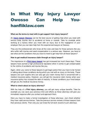 In What Way Injury Lawyer Owosso Can Help You hanfliklaw.com