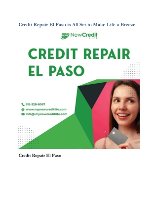 Credit Repair El Paso is All Set to Make Life a Breeze