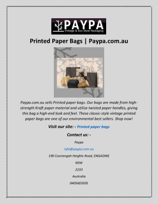 Printed Paper Bags | Paypa.com.au