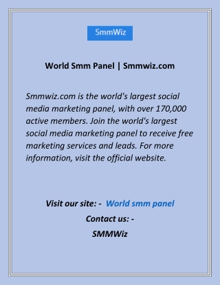 World Smm Panel | Smmwiz.com