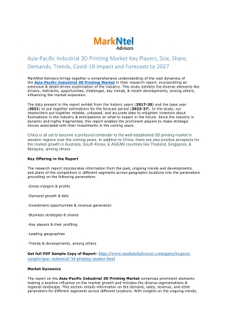 Asia-Pacific Industrial 3D Printing Market Research Report: Forecast (2022-2027)