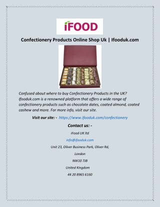 Confectionery Products Online Shop Uk | Ifooduk.com