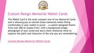 Custom Design Memorial Wallet Cards  Forevermemorialcards.ie