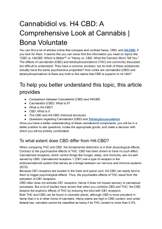 Cannabidiol vs. H4 CBD: A Comprehensive Look at Cannabis | Bona Voluntate