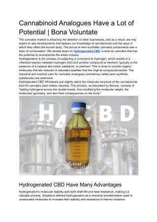 Cannabinoid Analogues Have a Lot of Potential | Bona Voluntate