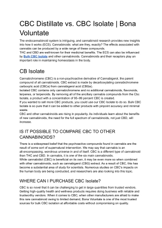 CBC Distillate vs. CBC Isolate | Bona Voluntate