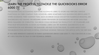 An effective way to troubleshoot QuickBooks Error 6000 77