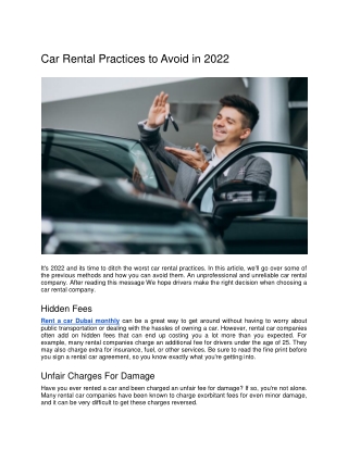 Car Rental Practices to Avoid in 2022