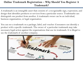 Online Trademark Registration – Why Should You Register A Trademark?