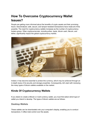 How To Overcome Cryptocurrency Wallet Issues?