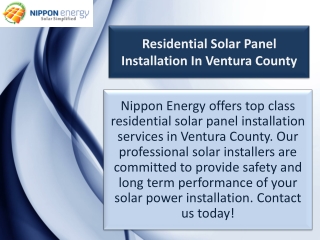 Residential Solar Panel Installation In Ventura County