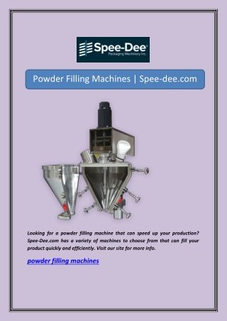 Powder Filling Machines | Spee-dee.com