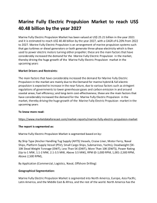 Marine Fully Electric Propulsion Market