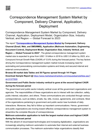 Correspondence Management System Market by Component, Delivery Channel, And More