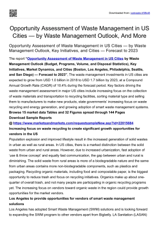 Opportunity Assessment of Waste Management in US Cities — by Waste Management