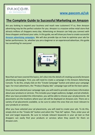 The Complete Guide to Successful Marketing on Amazon
