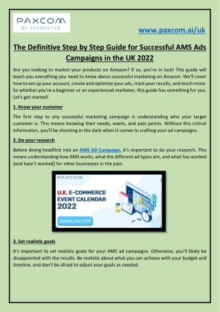 The Definitive Step by Step Guide for Successful AMS Ads Campaigns in the UK 2022