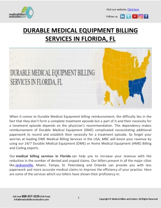 DURABLE MEDICAL EQUIPMENT BILLING SERVICES IN FLORIDA, FL