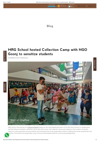 MRG School hosted Collection Camp with NGO Goonj to sensitize students – MRG School