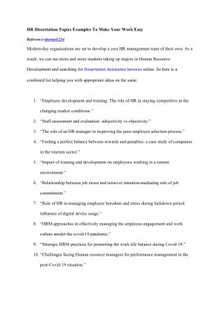 HR Dissertation Topics Examples To Make Your Work Easy
