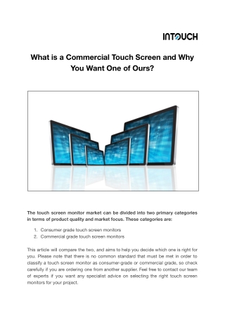 What is a Commercial Touch Screen and Why You Want One of Ours