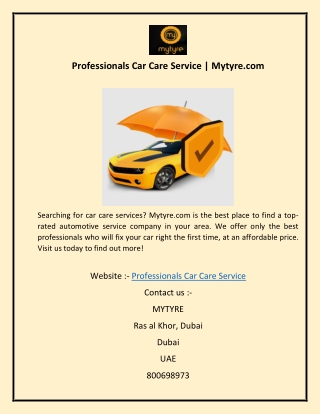 Professionals Car Care Service  Mytyre