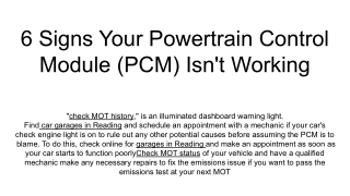 6 Signs Your Powertrain Control Module (PCM) Isn't Working