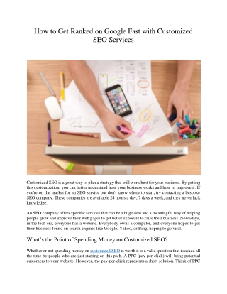 How to Get Ranked on Google Fast with Customized SEO Services