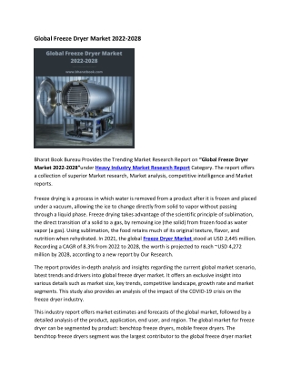 Global Freeze Dryer Market 2022-2028