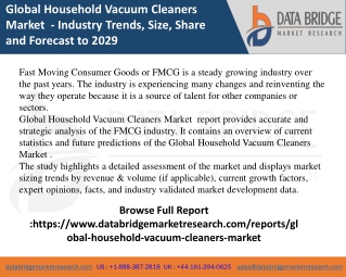 Global Household Vacuum Cleaners Market  report Pdf