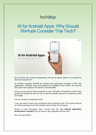 AI for Android Apps: Why Should Startups Consider This Tech?
