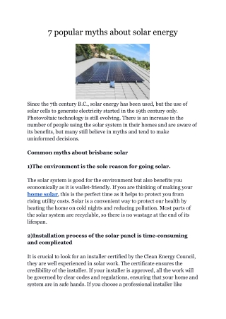 7 popular myths about solar energy