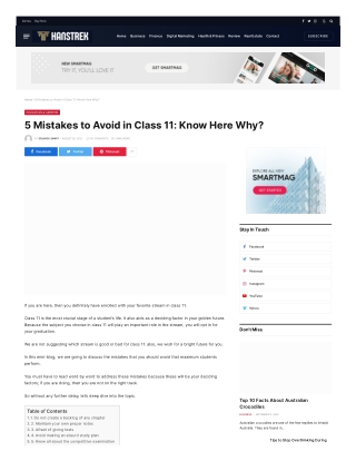 5 Mistakes to Avoid in Class 11