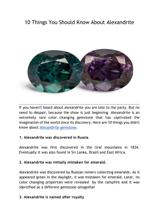 10 Things You Should Know About Alexandrite