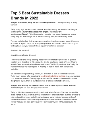 Top 5 Best Sustainable Dresses Brands in 2022