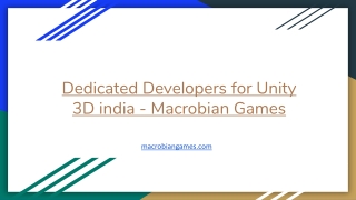 Dedicated Developers for Unity 3D india