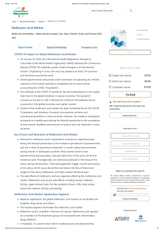 Mefenamic Acid Market _ Global Industry Report, 2031
