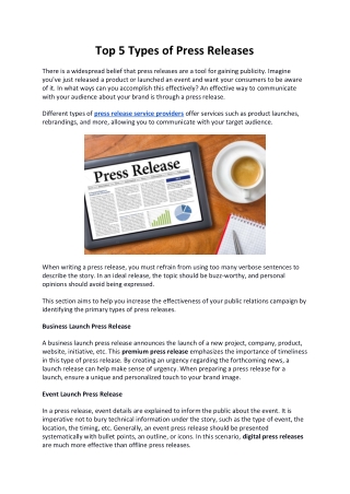 Top 5 Types of Press Releases