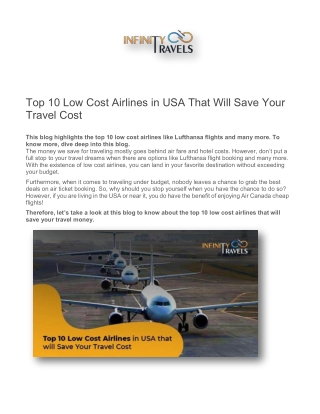 Top 10 Low Cost Airlines in USA That Will Save Your Travel Cost