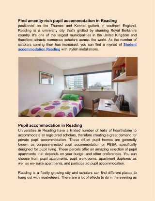 Find amenity-rich pupil accommodation in Reading