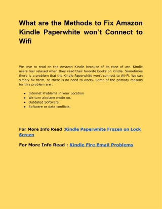 What are the Methods to Fix Amazon Kindle Paperwhite won’t Connect to Wifi