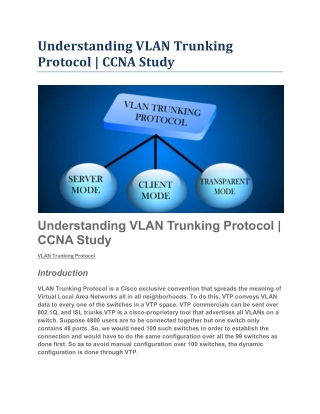 Understanding VLAN Trunking Protocol CCNA Study