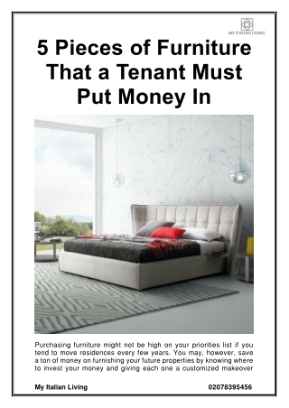5 Pieces of Furniture That a Tenant Must Put Money In